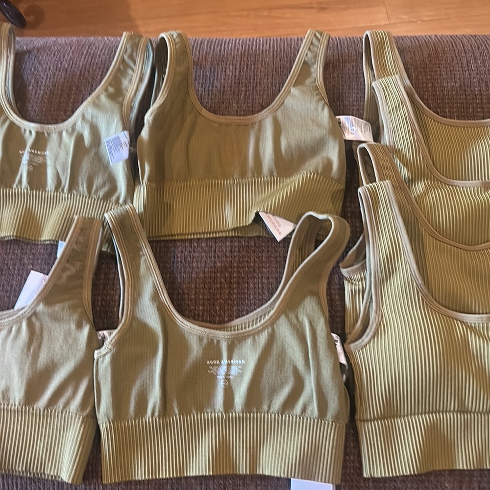 Good American Compression Sports Bra Ribbed Seamless Padded - Picture 12 of 14